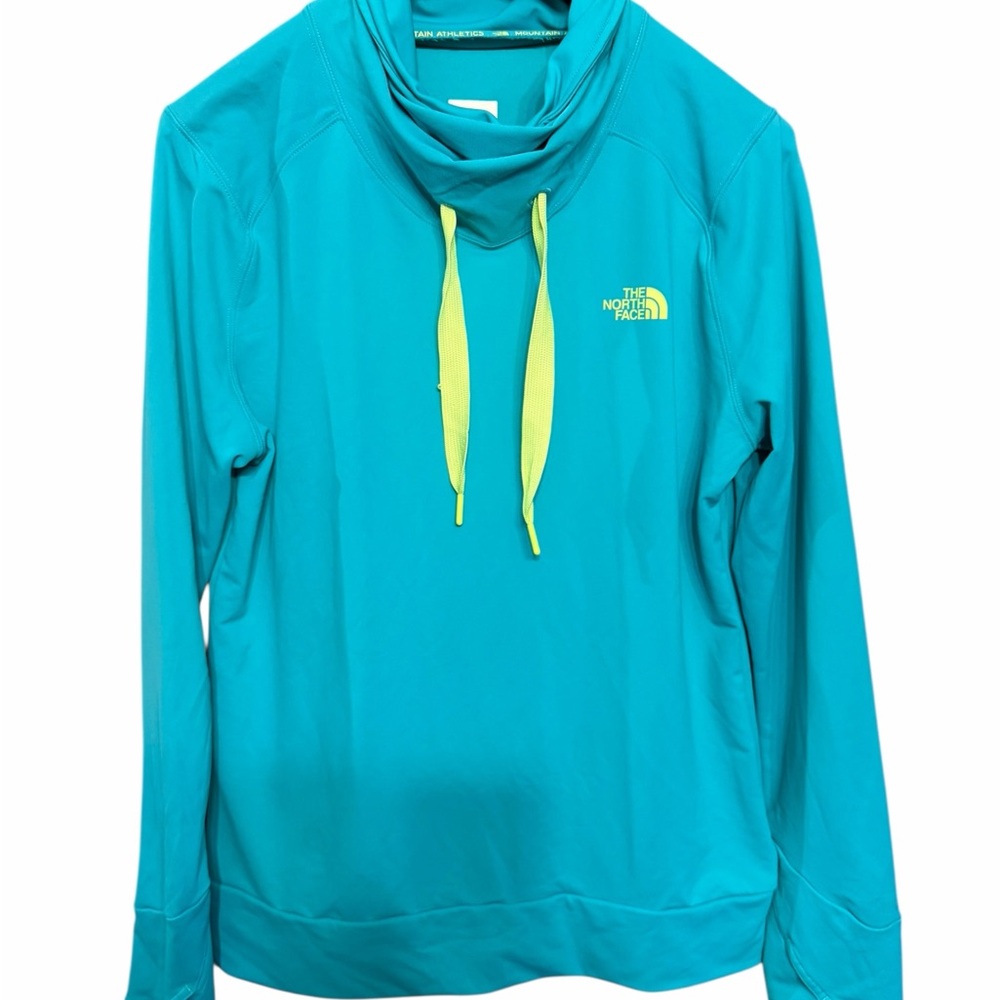The North Face Teal Sweatshirt with lime green  Details - Picture 3 of 9